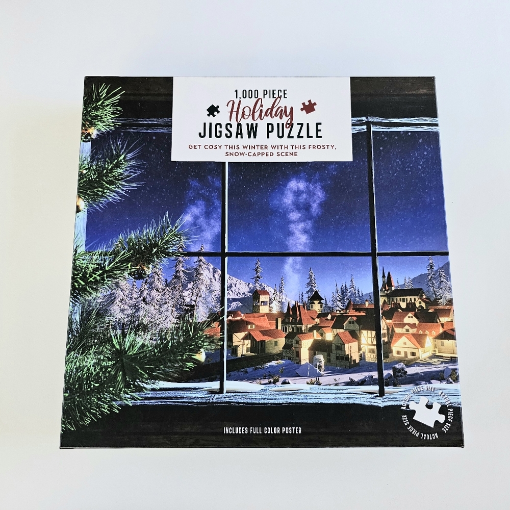 Professor Cosy HOLIDAY 1000 Piece Jigsaw Puzzle Snow Capped Scene No Poster EUC